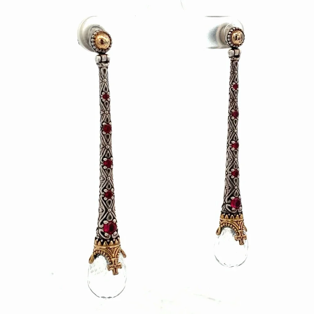 Konstantino 925 Sterling Silver 18K Yellow Gold Gemstone Drop Earrings